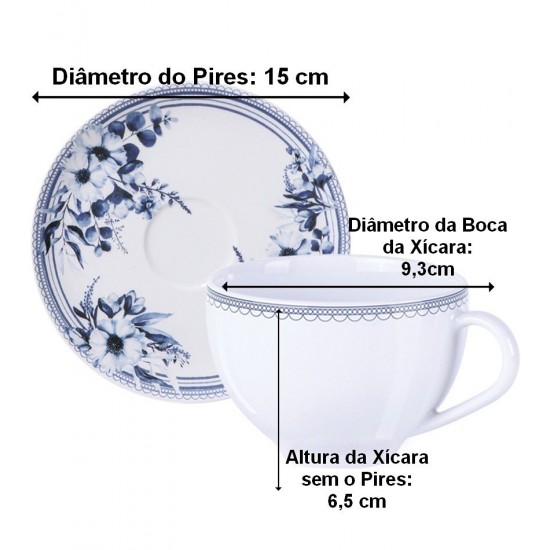 Xícara Para Chá 250ml Azzura Porcelana Tramontina